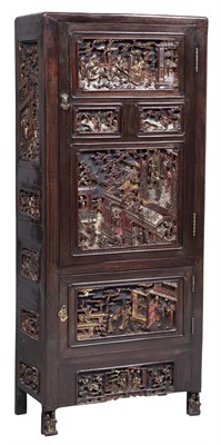 Lot 242 - Chinese Carved Hardwood Parcel-Gilt and...