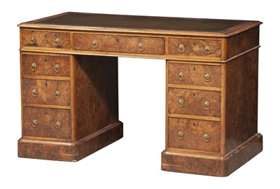 Lot 191 - Victorian Walnut Pedestal Desk Late 19th...