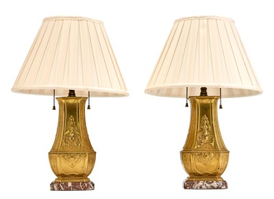 Lot 137 - Pair of Régence Style Bronze Lamps Height 18...