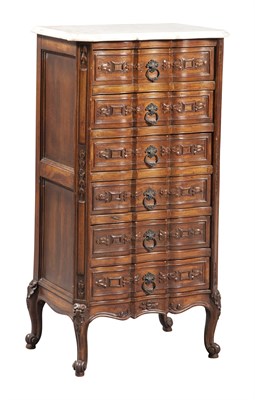 Lot 129 - Provincial Louis XV Style Marble Top Walnut...