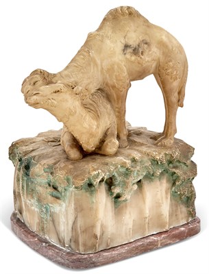 Lot 161 - Italian Carved Alabaster Group of Two Camels...
