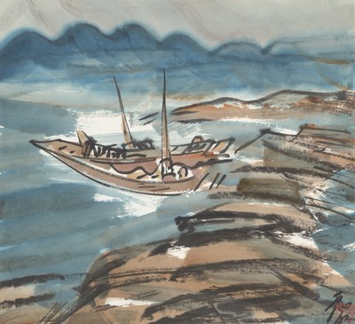 Lot 55 - Lin Fengmian Chinese, 1900-1991 Typhoon Signed...