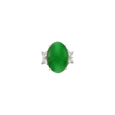 Lot 216 - Platinum, Jade and Diamond Ring