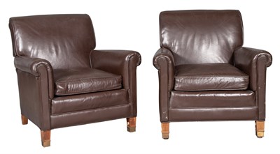 Lot 232 - Pair of Faux Leather Upholstered Club Chairs...