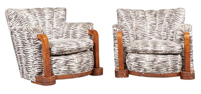 Lot 141 - Pair of Art Deco Faux Zebra Upholstered Club...