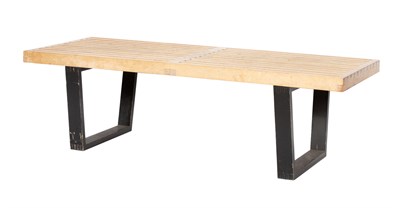 Lot 347 - George Nelson Wood and Metal Platform Bench...