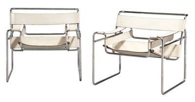 Lot 280 - Pair of Tubular Metal and White Leather...