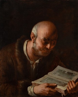 Lot 18 - Circle of Mattia Preti An Evangelist Reading a...