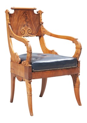 Lot 365 - Russian Neoclassical Mahogany Open Armchair...