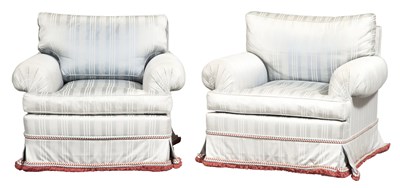 Lot 322 - Pair of Striped Upholstered Club Chairs Height...