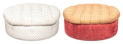 Lot 310 - Two Upholstered Button Tufted Ottomans