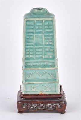 Lot 115 - A Chinese Longquan Celadon Cong Vase Yuan...