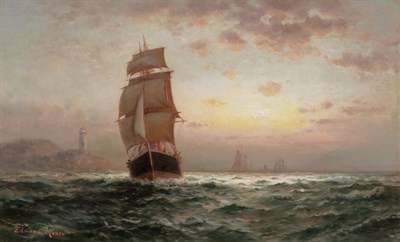 Lot 1041 - Edward Moran American, 1829-1901 Shipping at...