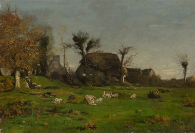 Lot 29 - American School Farmyard Animals Oil on canvas...