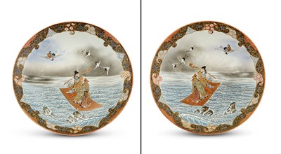 Lot 377 - A Pair of Japanese Kutani Porcelain Chargers...
