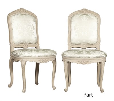 Lot 122 - Set of Six Louis XVI Style Upholstered Carved...