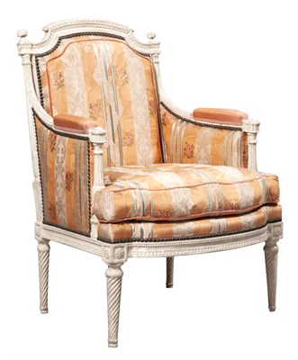 Lot 356 - Louis XVI Painted Bergère Circa 1800 Height 38...