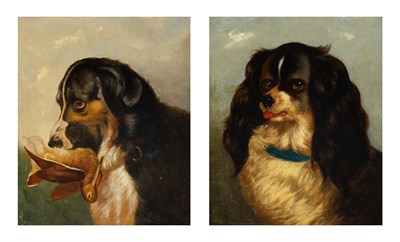 Lot 9 - British School 19th Century Dogs: Two Oil on...