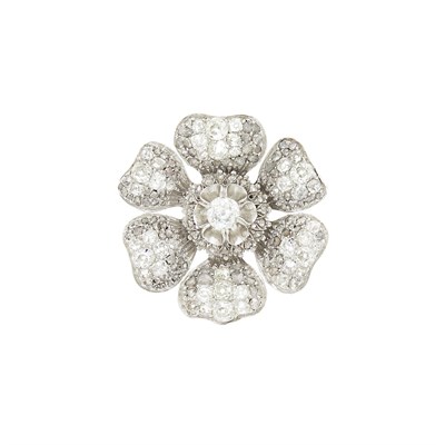 Lot 52 - Platinum and Diamond Flower Brooch