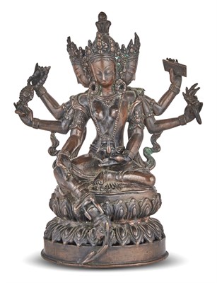 Lot 349 - A Tibetan Copper Alloy Figure of a Multi-Armed...