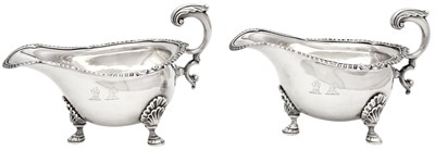 Lot 187 - Pair of George IV Sterling Silver Sauceboats...