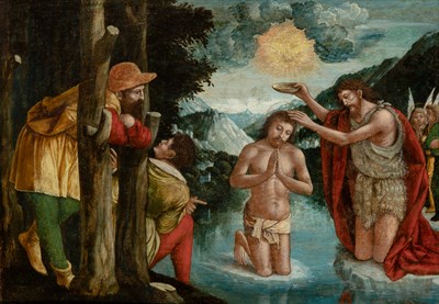 Lot 6 - Attributed to Vincenzo Civerchio The Baptism...
