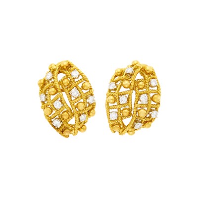 Lot 175 - Pair of Gold and Diamond Earclips