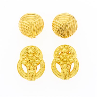 Lot 1058 - Ilias Lalaounis Two Pairs of Gold Earclips