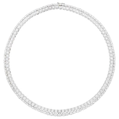 Lot 1197 - Two Row Platinum and Diamond Necklace