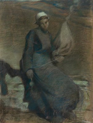 Lot 36 - French School 19th Century A Breton Woman...