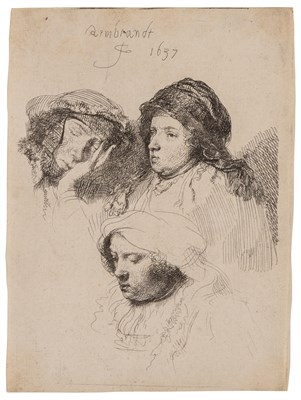 Lot 181 - Rembrandt van Rijn (1606-1669) THREE HEADS OF...