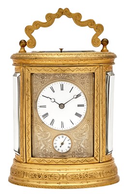 Lot 357 - French Gilt-Bronze Dual-Dial Carriage Clock...