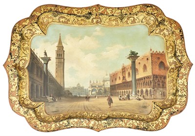 Lot 325 - English Tôle Painted Tray 19th Century Painted...
