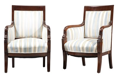 Lot 199 - Pair of Restauration Upholstered Mahogany...
