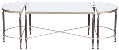 Lot 194 - Mirrored and Metal Three-Piece Low Table...