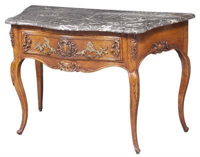 Lot 129 - Provincial Louis XV Style Marble Top Oak...