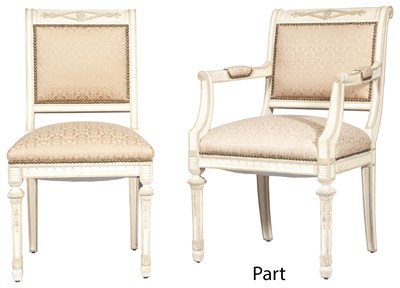 Lot 161 - Set of Eight Empire Style Upholstered Painted...