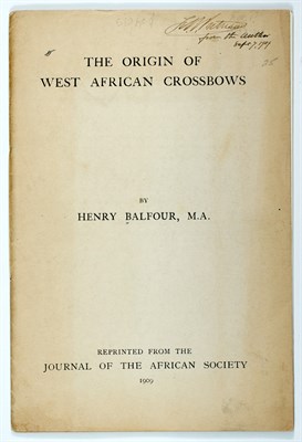 Lot 296 - [ARCHERY] BALFOUR, HENRY. The Origin of West...