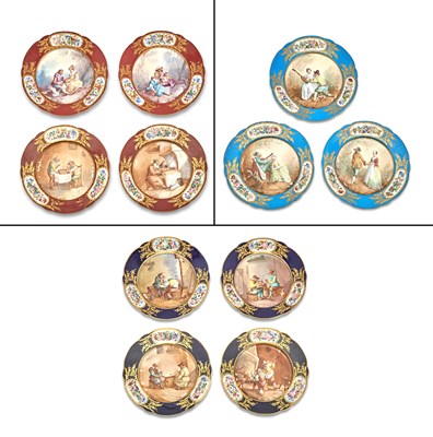 Lot 112 - Set of Eleven Sèvres Style Gilt and Painted...