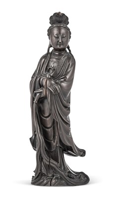 Lot 86 - Chinese Carved Hardwood Figure of Guanyin
