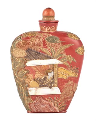 Lot 16 - An Embellished Red Lacquer Snuff Bottle Tsuda...