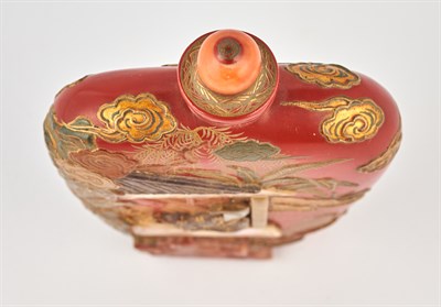 Lot 16 - An Embellished Red Lacquer Snuff Bottle Tsuda...