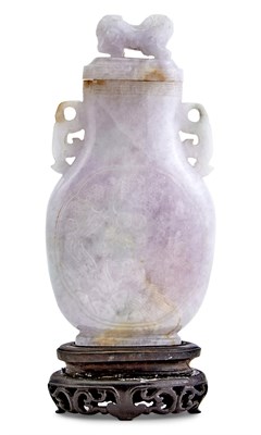 Lot 63 - A Chinese Lavender Jadeite Vase and Cover Late...