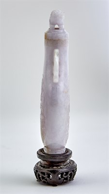 Lot 63 - A Chinese Lavender Jadeite Vase and Cover Late...