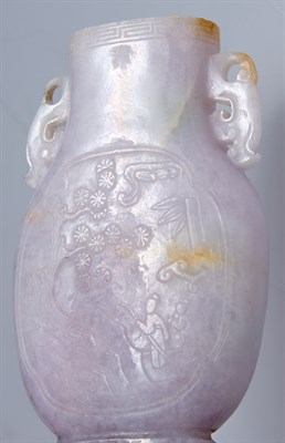 Lot 63 - A Chinese Lavender Jadeite Vase and Cover Late...