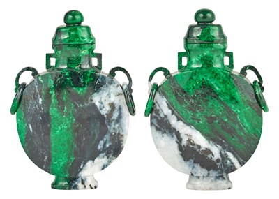 Lot 67 - A Pair of Chinese Chloromelanite Jadeite Vases...