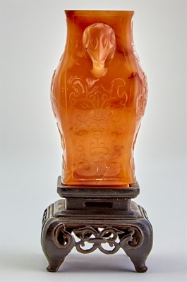 Lot 96 - A Chinese Honey Agate Archaistic Vase Qing...
