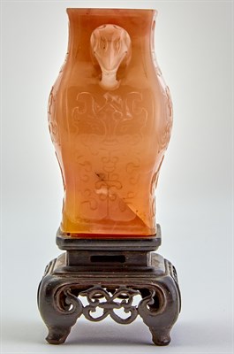 Lot 96 - A Chinese Honey Agate Archaistic Vase Qing...