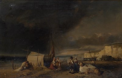 Lot 14 - British School 19th Century Figures on a Beach...