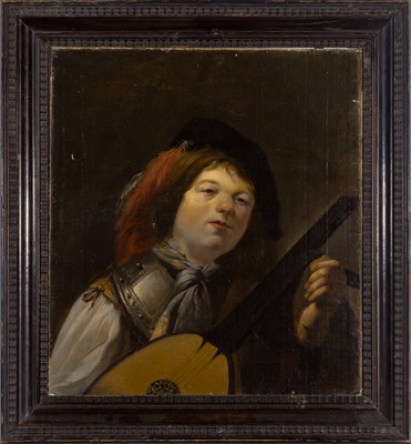 Lot 80 - Dutch School 19th Century A Boy Playing a Lute...